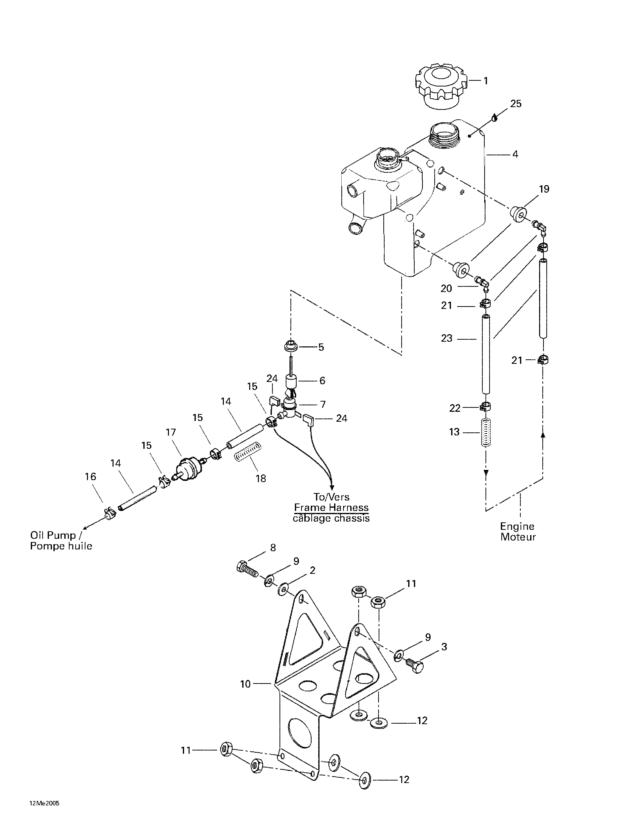 Oil tank and support