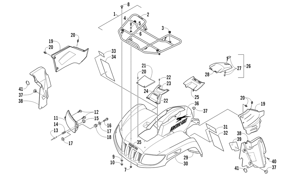 Front rack body panel and headlight assemblies