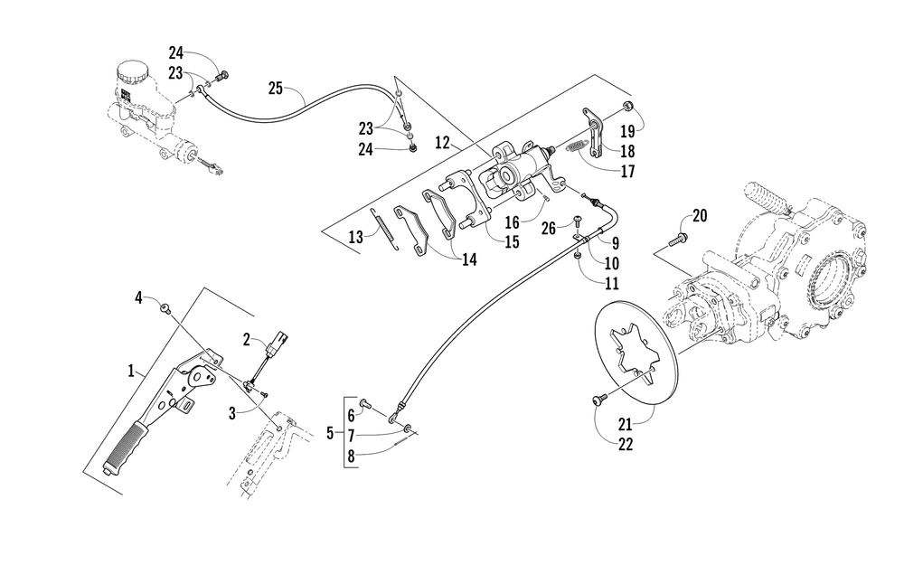 Rear and parking brake assembly