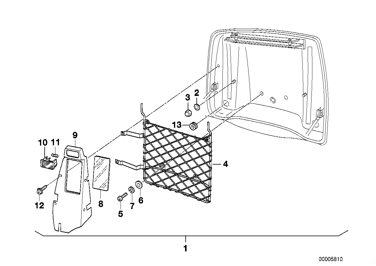 Retrofit kit, luggage compartment net