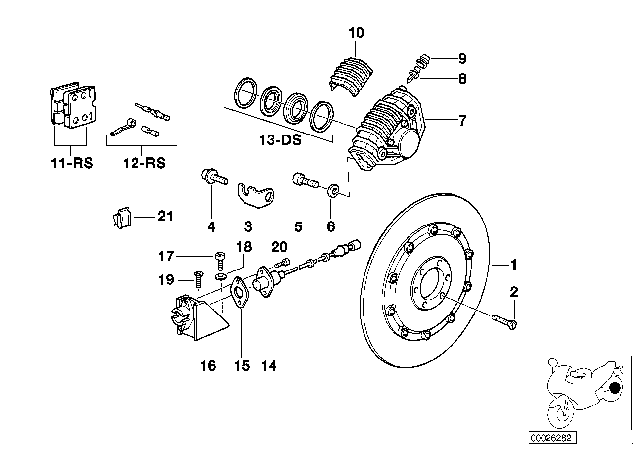 Rear wheel brake, abs