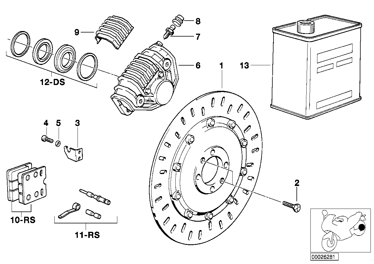 Задний тормозной диск и суппорт 