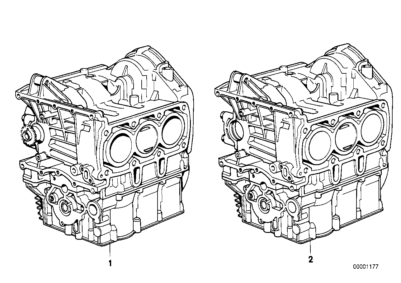 Short engine_crank case with pistons