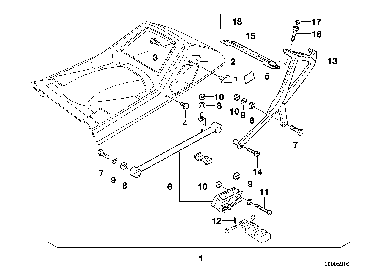 Retrofit kit, top case bracket