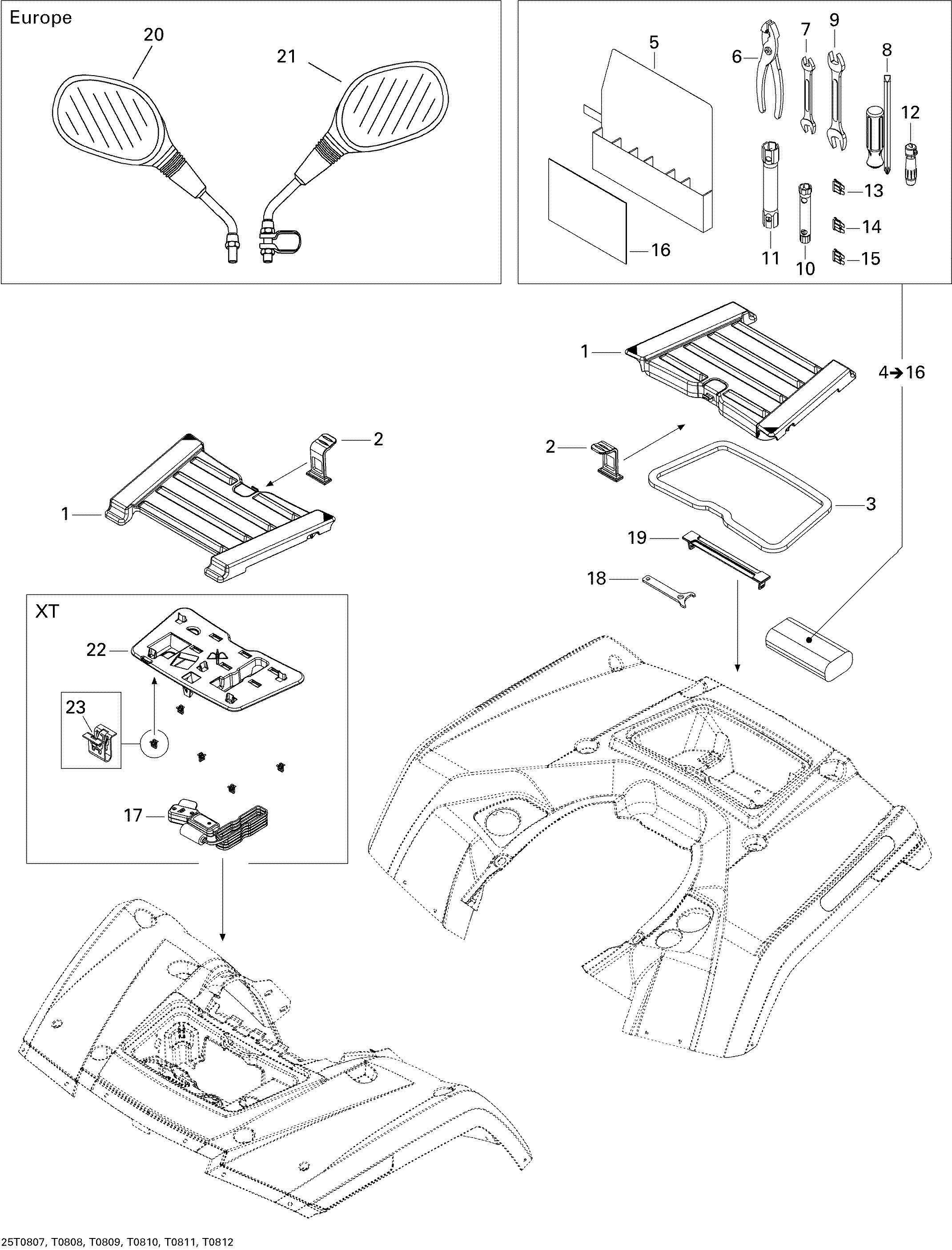 Front and rear trays std