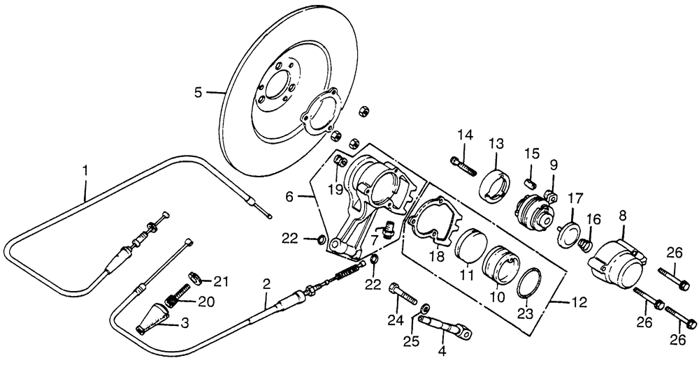 Disk brake & caliper & cable