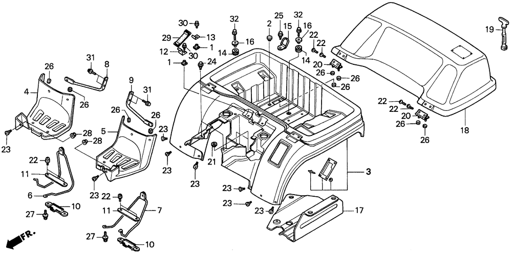 Trx 200 rear fender 90-91