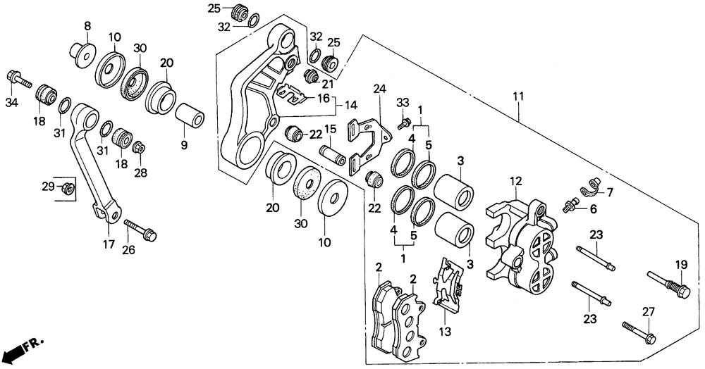 Front brake caliper 86-93