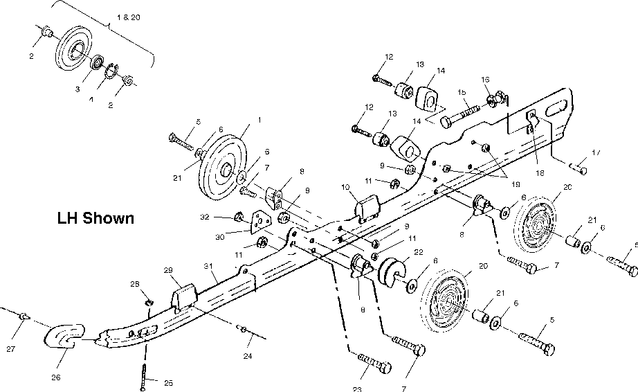 Rail mounting (suspension) - e01ss5au