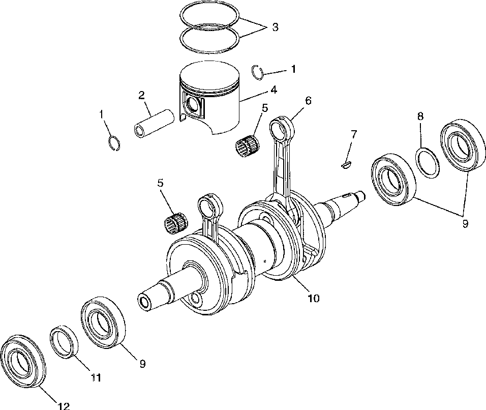 Piston and crankshaft 700 rmk 0980966 and european 700 rmk e980966