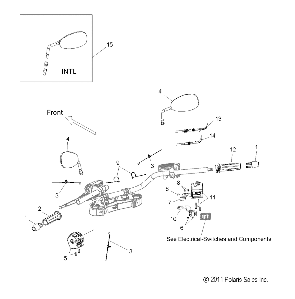 Steering handlebar asm. and controls - v14ba36_bw36