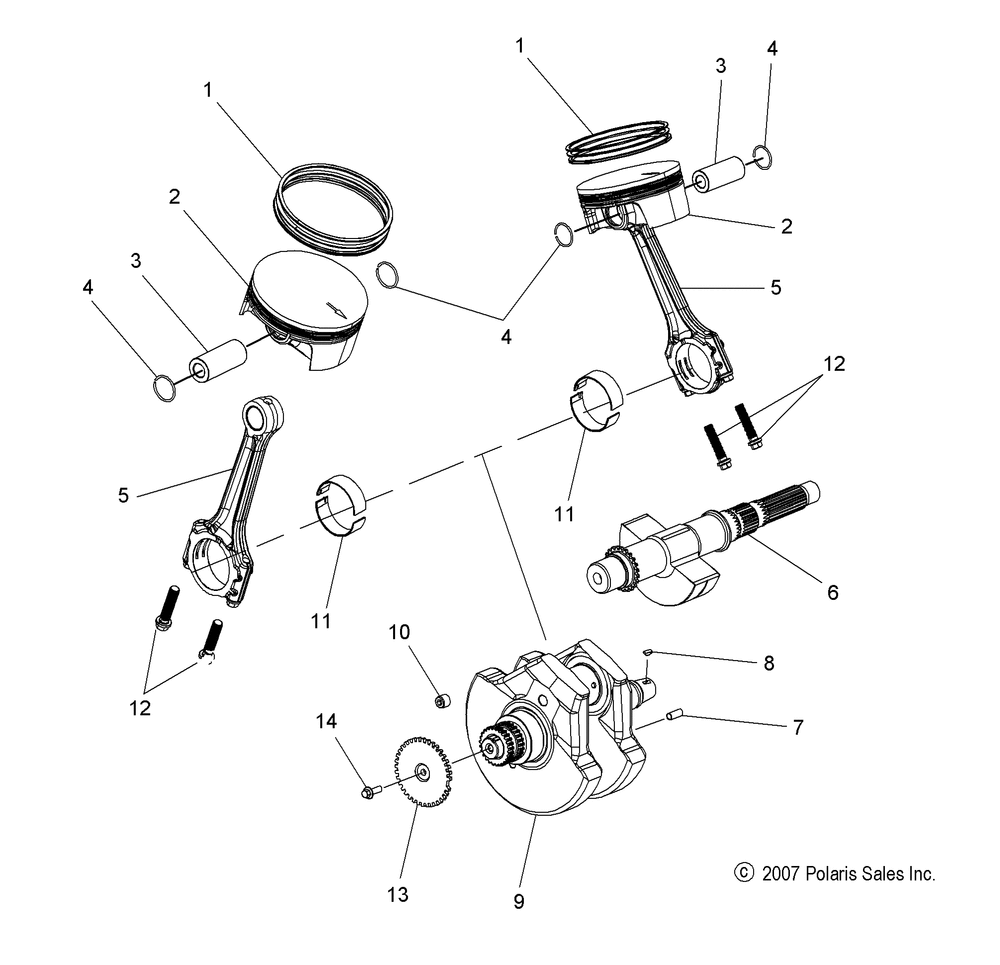 Engine crankshaft and piston - v14da_db_dw_tw_zw36 all options