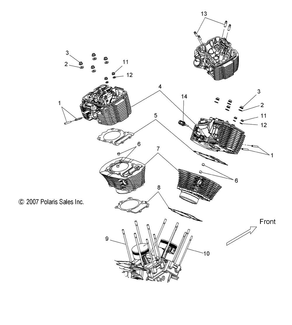 Engine cylinder and head - v14da_db_dw_tw_zw36 all options