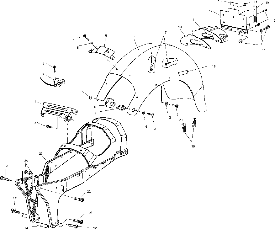 Subframe and rear fender - v99cb15daz