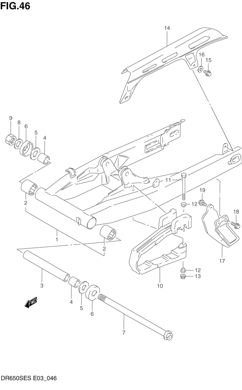 Rear swinging arm