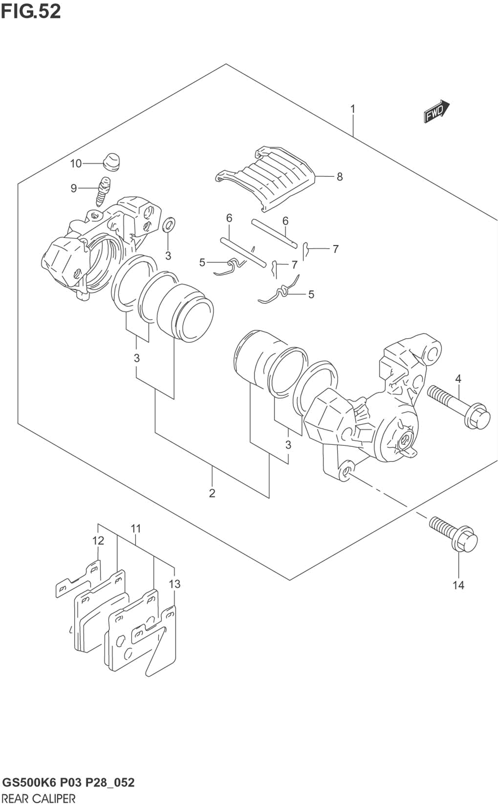 Rear caliper (not for u.s. market)