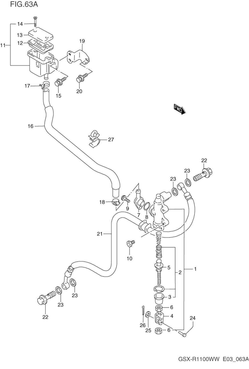 Rear master cylinder (model s_t_v_w)