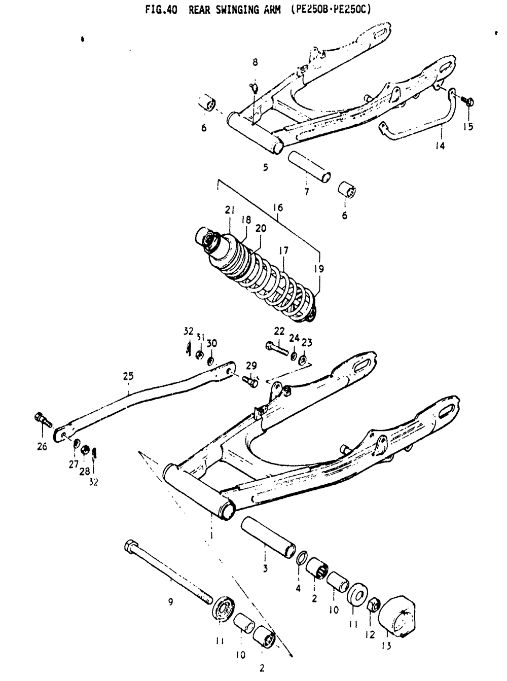 Rear swinging arm (pe250b .pe250c)