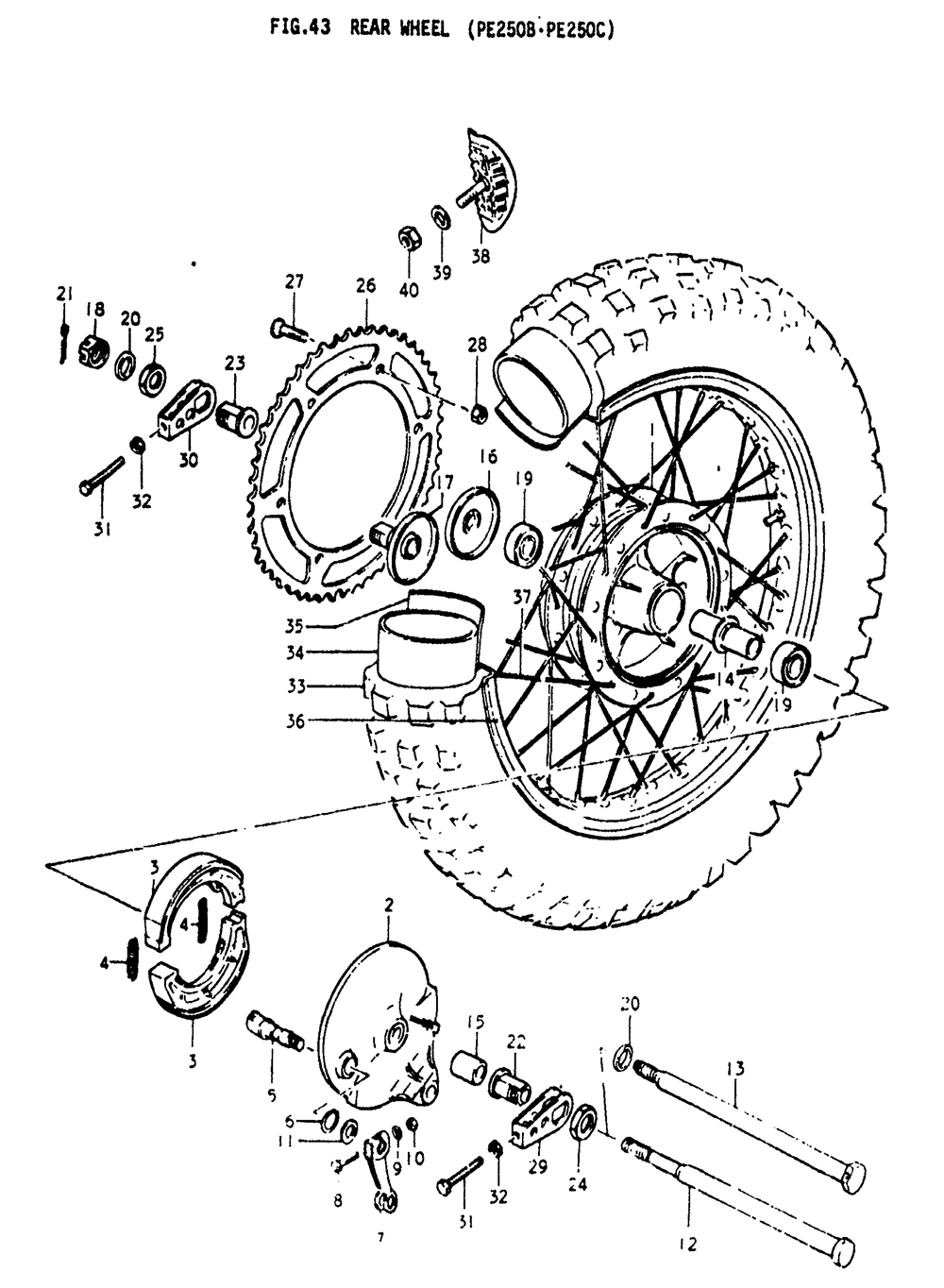 Rear wheel (pe250b .pe250c)