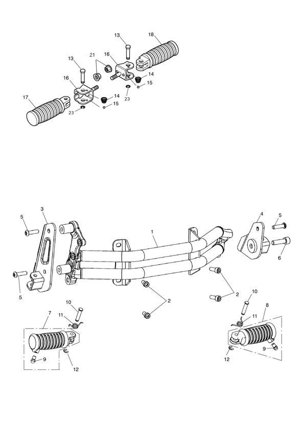 Footrests & mountings 468390  611134 (expt 611105)