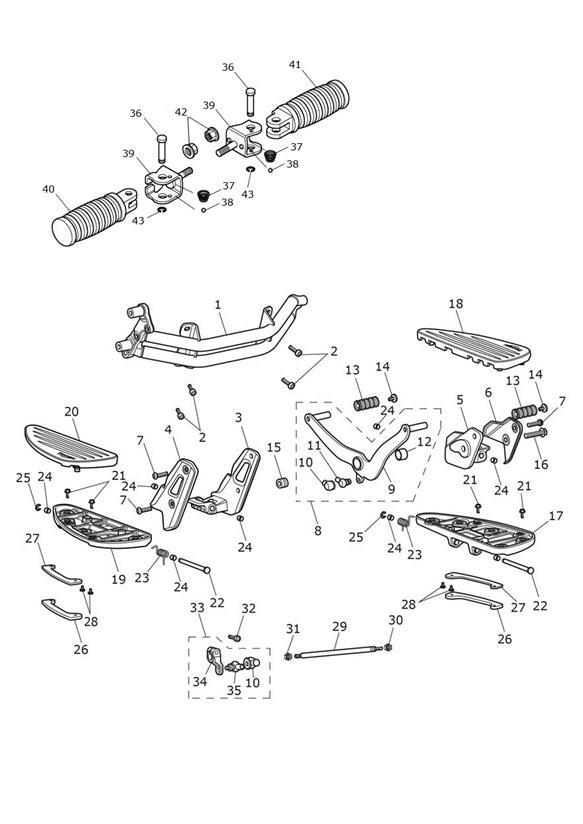 Footrests & mountings 611135  (inc 611105)