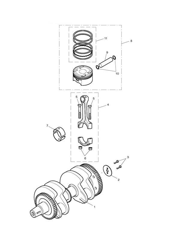 Crankshaft, connecting rods & pistons