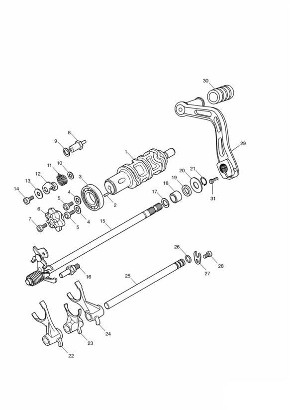 Gear selectors and pedal - daytona 600