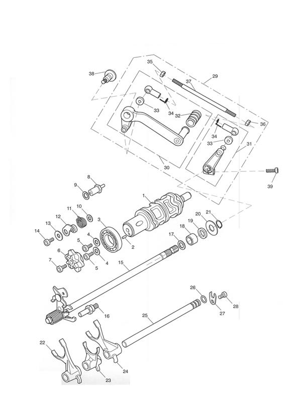 Gear selectors and pedal - daytona 650