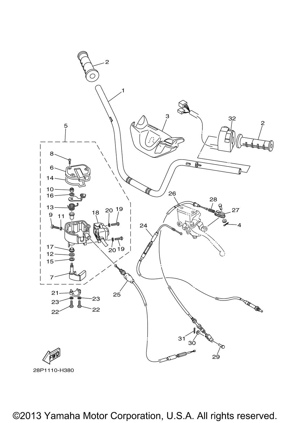 Steering handle cable