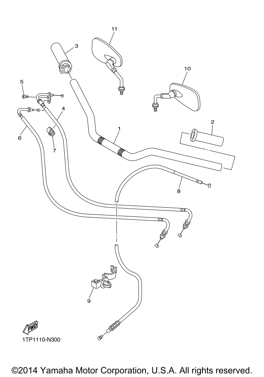 Steering handle cable