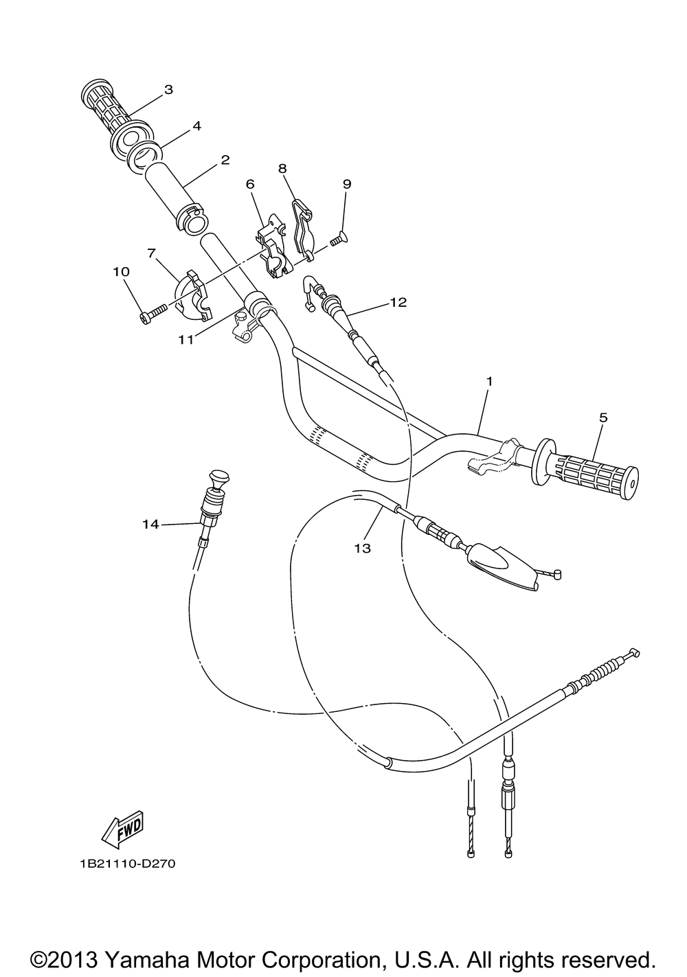 Steering handle cable