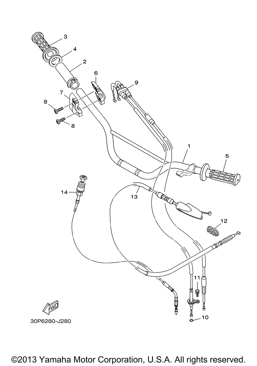 Steering handle cable