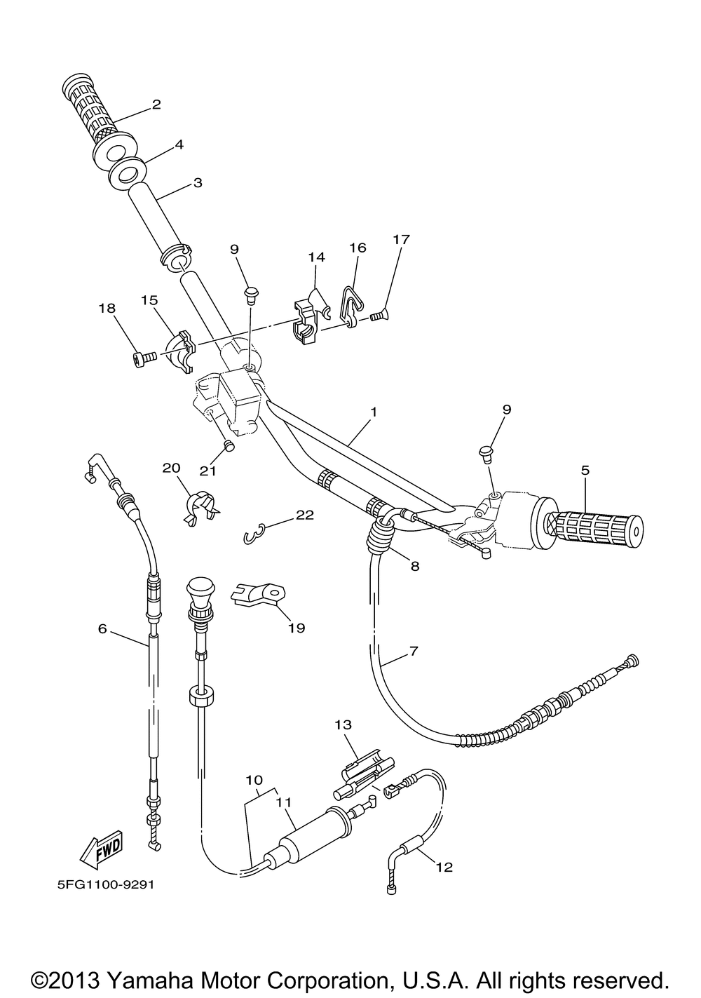 Steering handle cable