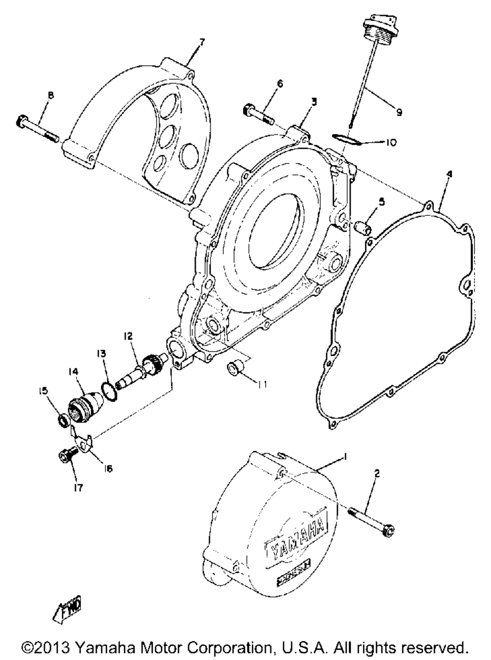 Crankcase cover - tachometer gear