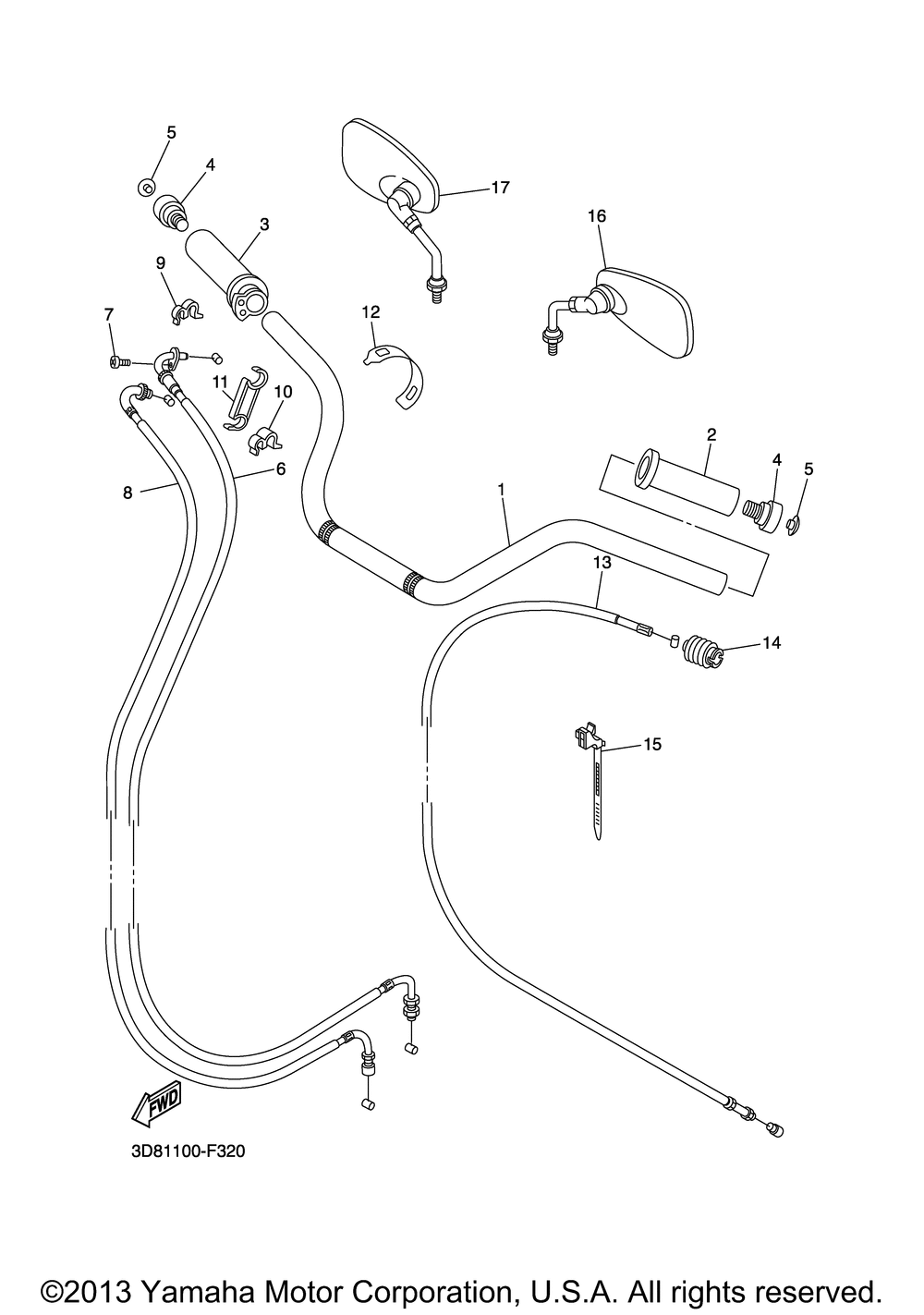 Steering handle cable