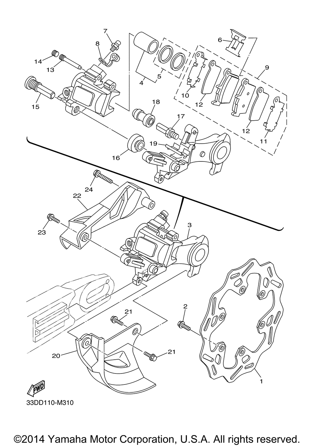 Rear brake caliper