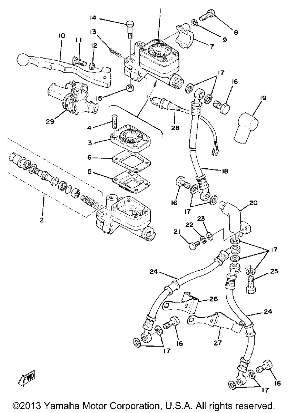 Front master cylinder - brake hose