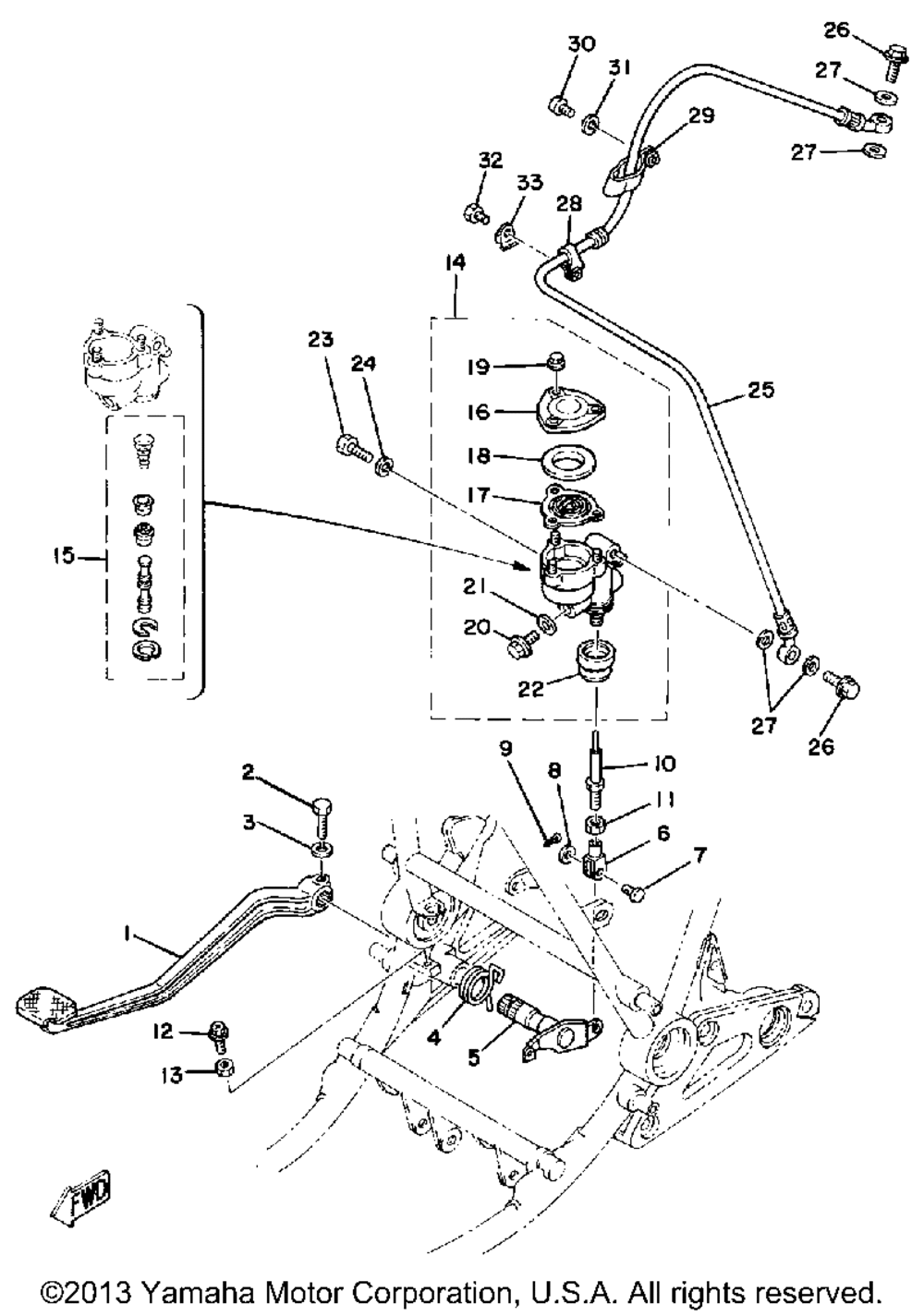 Brake pedal - rear master cylinder