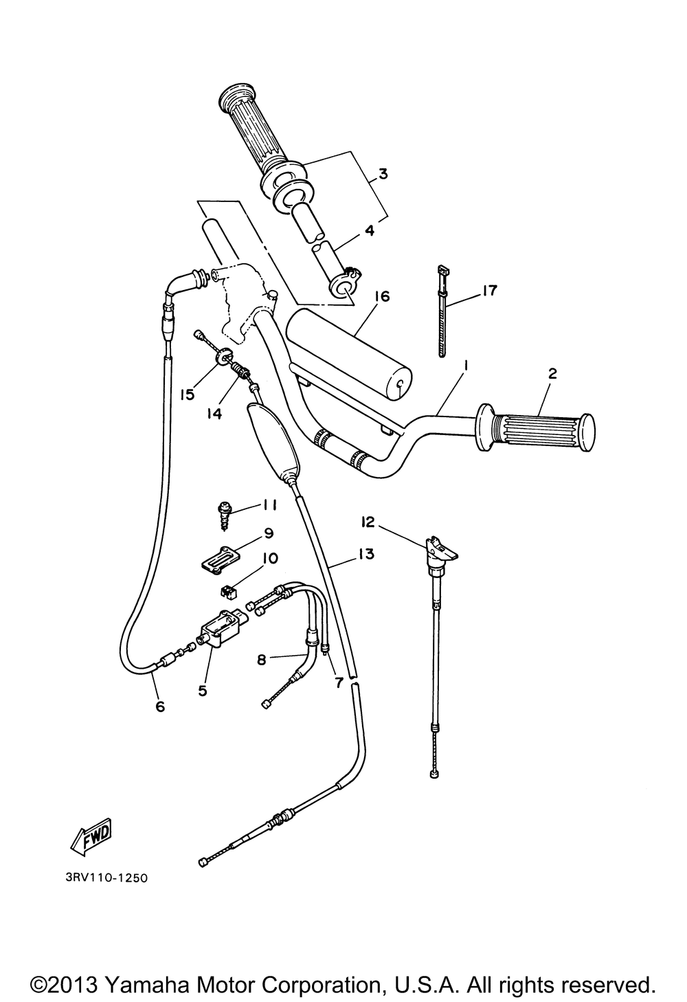 Steering handle cable