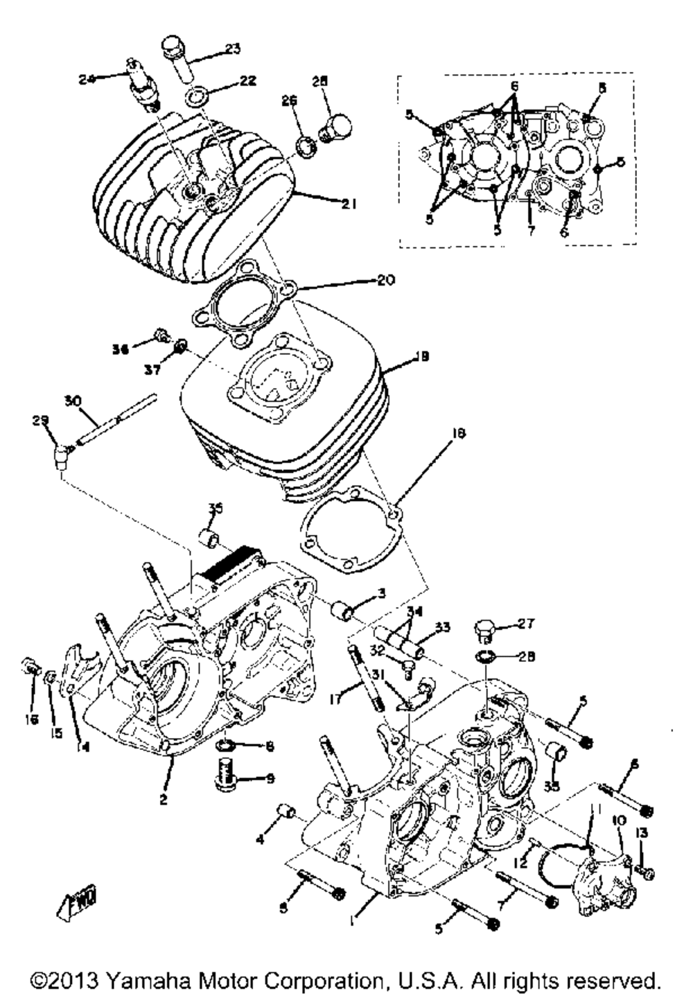 Crankcase - cylinder yz125a - b