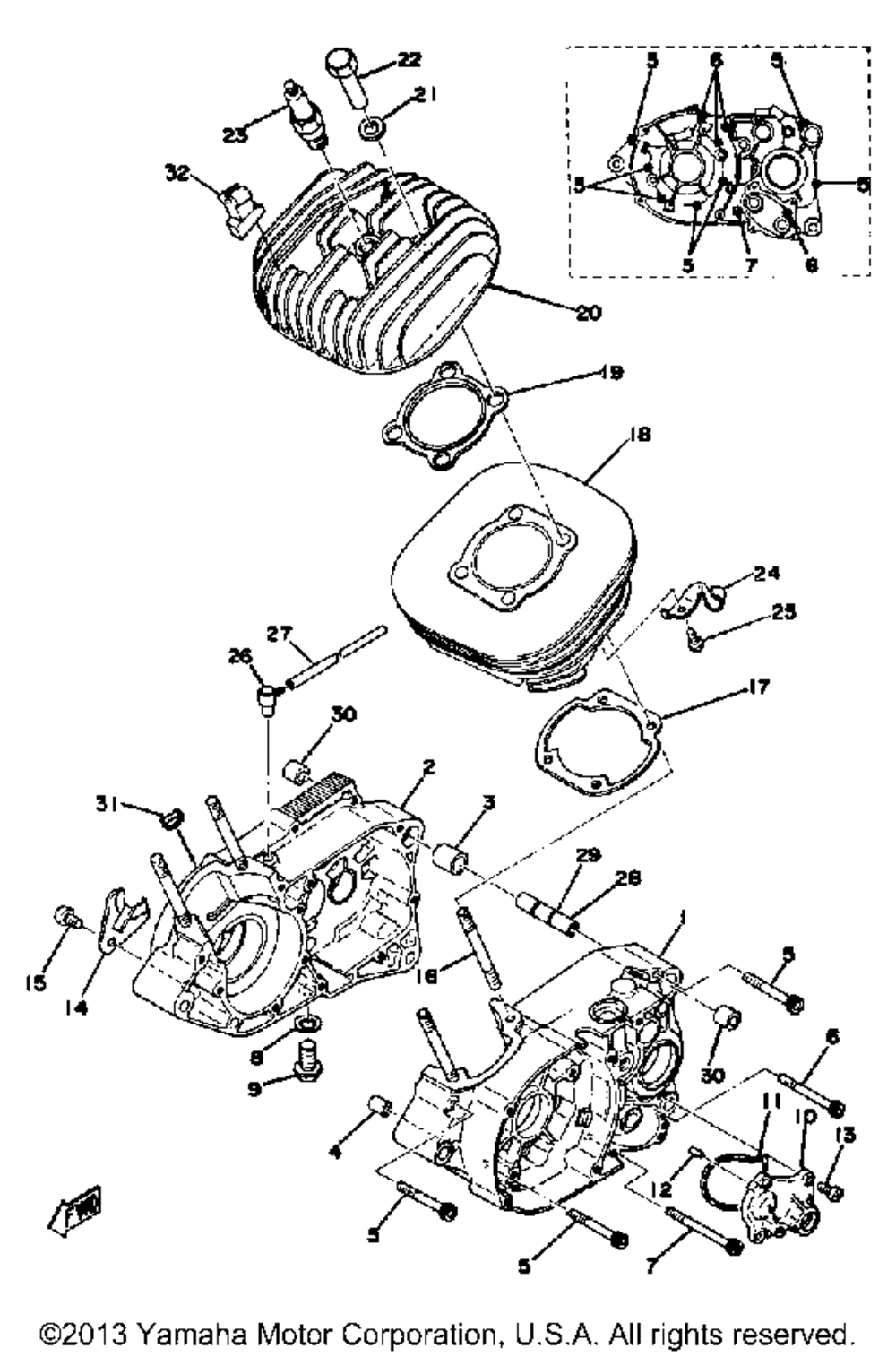 Crankcase - cylinder yz125c