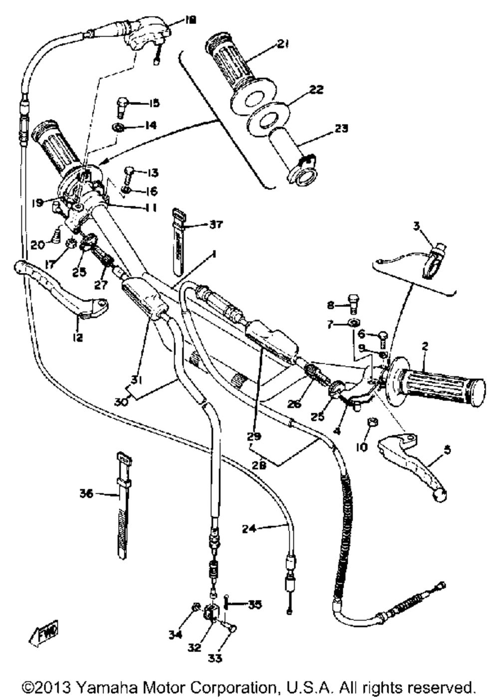 Handlebar - cable yz125e - f