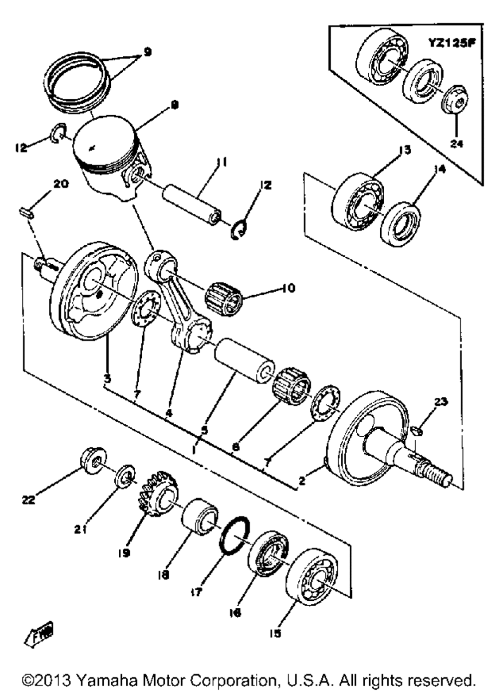 Crankshaft - piston yz125e - f