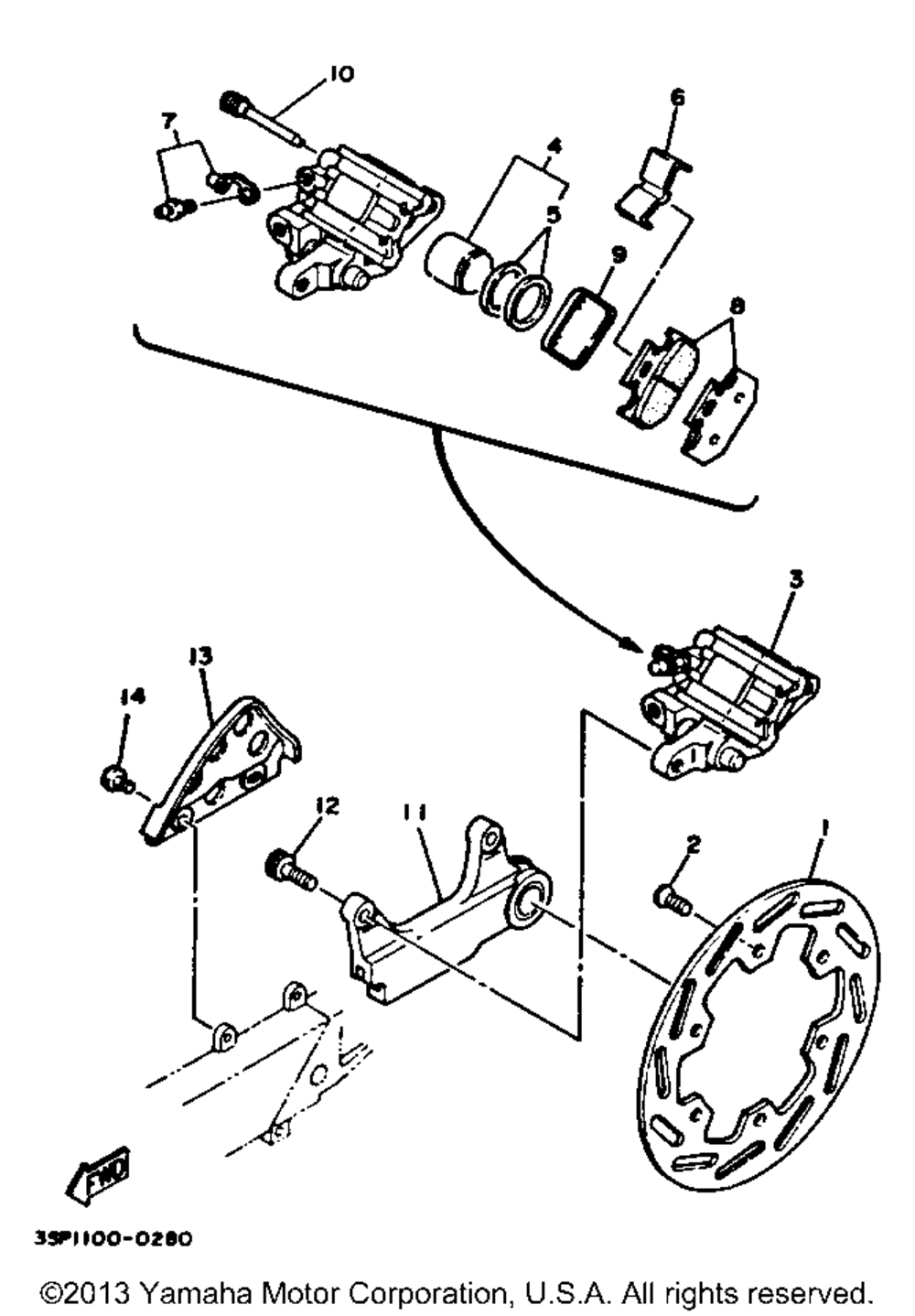 Rear brake caliper