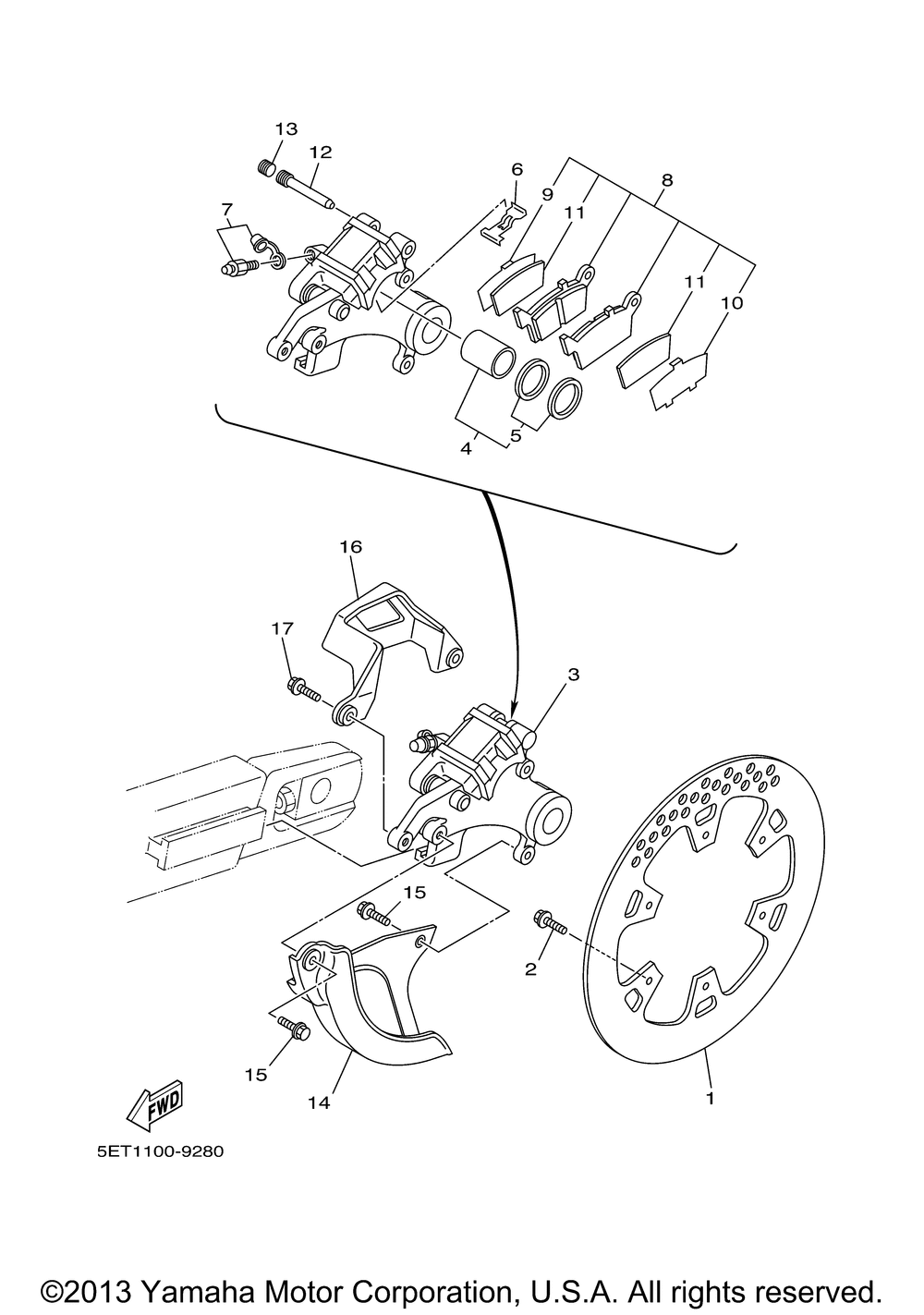 Rear brake caliper