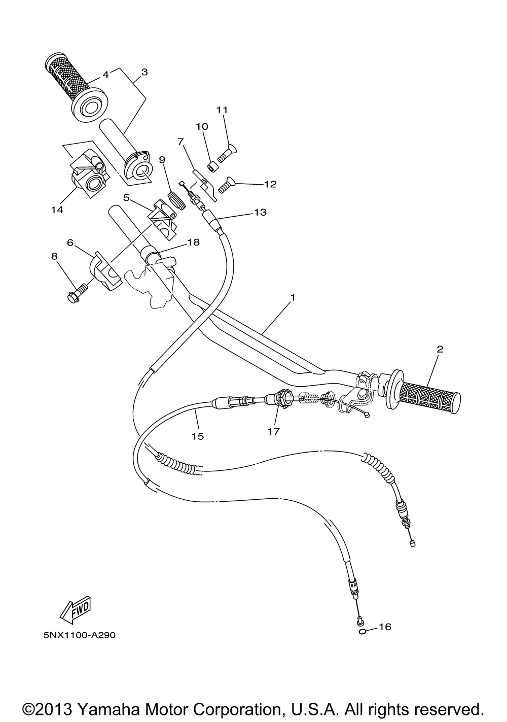 Steering handle cable