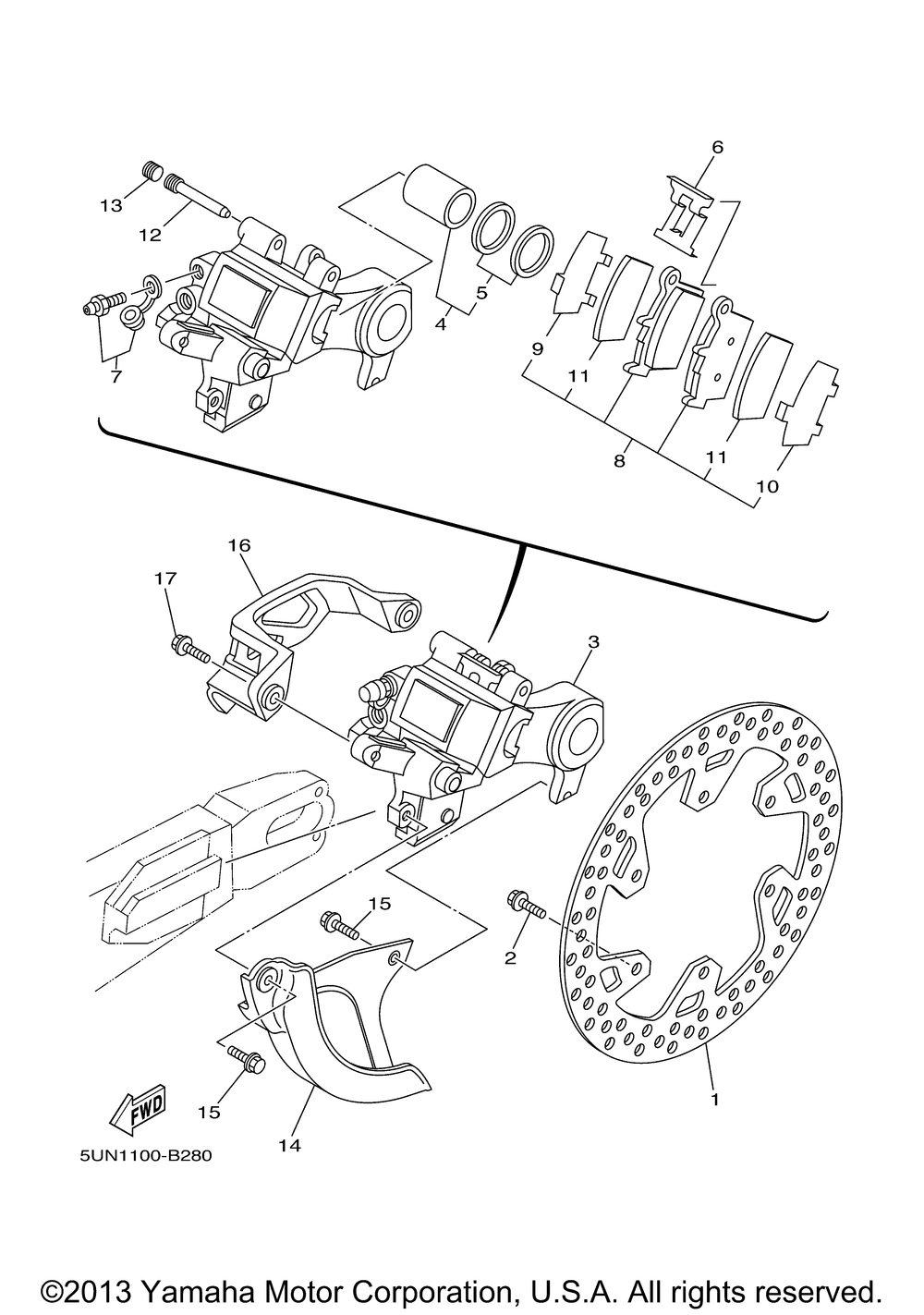 Rear brake caliper