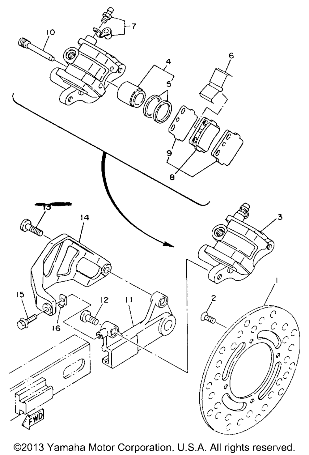 Rear brake caliper