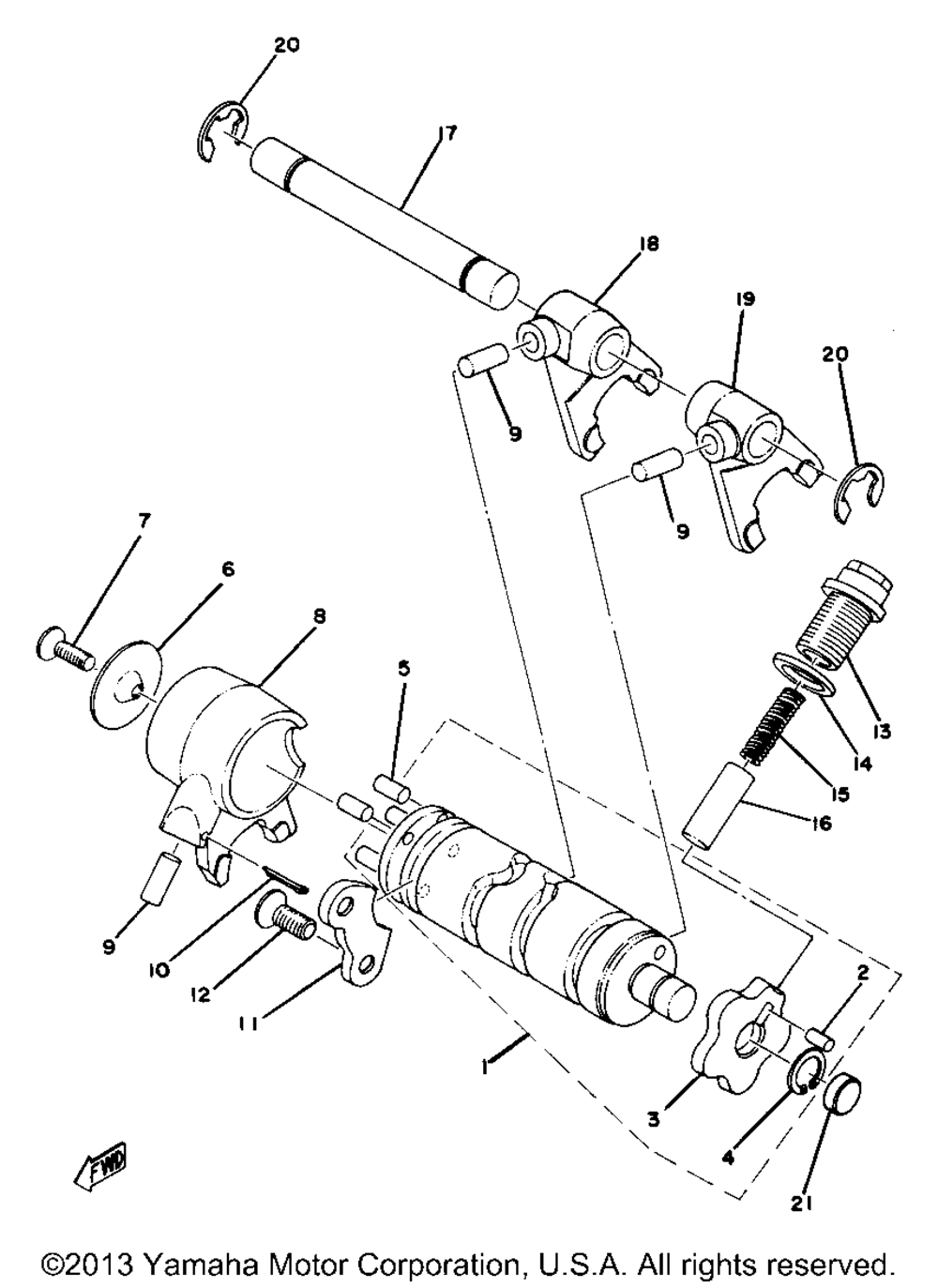 Shift cam fork yz80d e