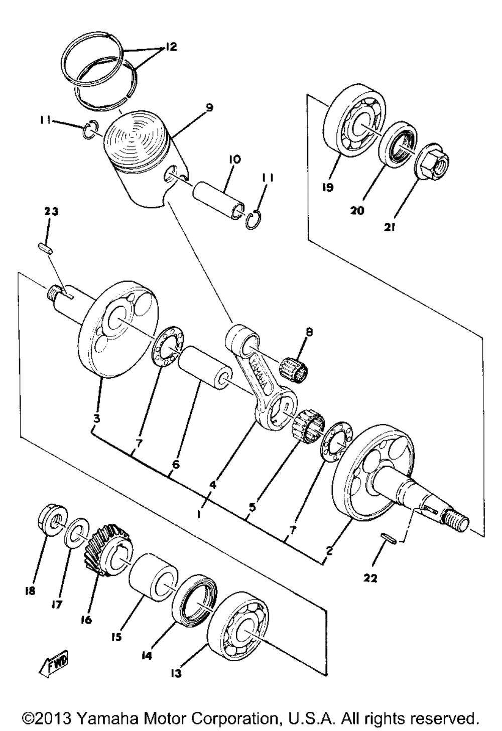 Crankshaft piston yz80f